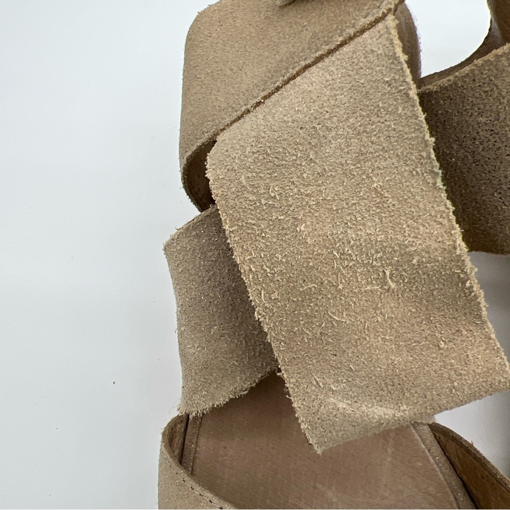 Eileen Fisher Willow 7 Gold Metallic Leather Suede Wedge Espadrilles  Sandals - Picture 5 of 12